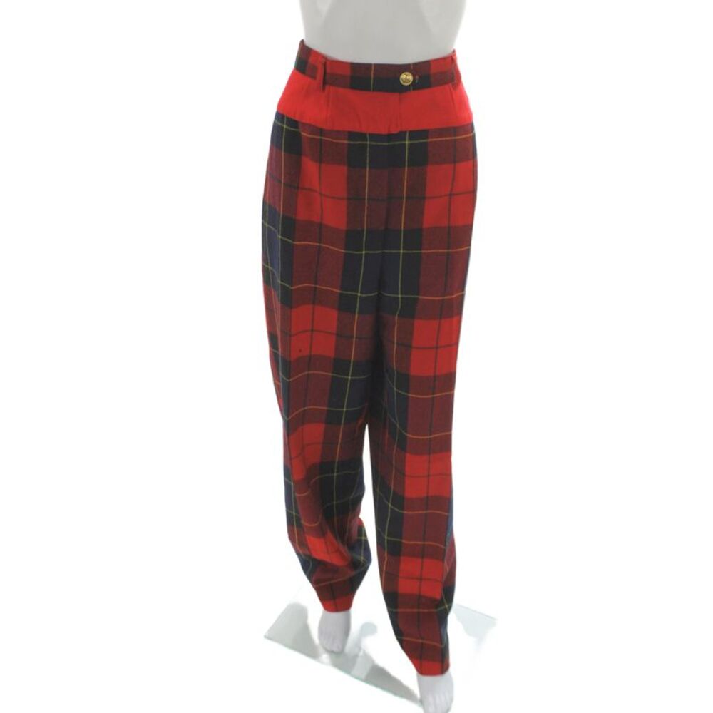 Escada Margaretha Ley Womens Multicolor Plaid Dress Pants Inseam 31 Size 44